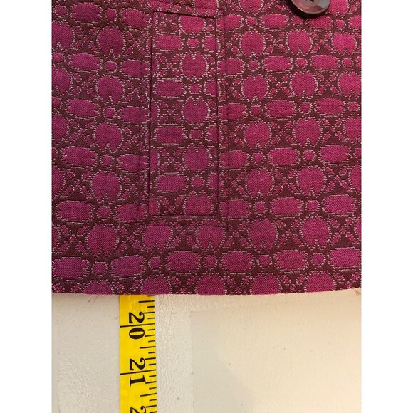 Isaac Mizrahi Double-Breasted Fuchsia Silver Sparkles Jacquard Coat Size 8 - Picture 7 of 11